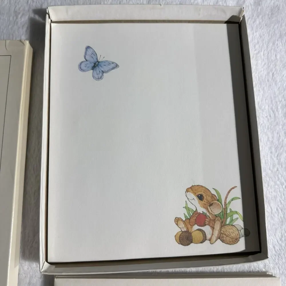 Vtg 80s Current Stationery Set Mouse Mushroom Critters Butterfly Cottage PARTIAL